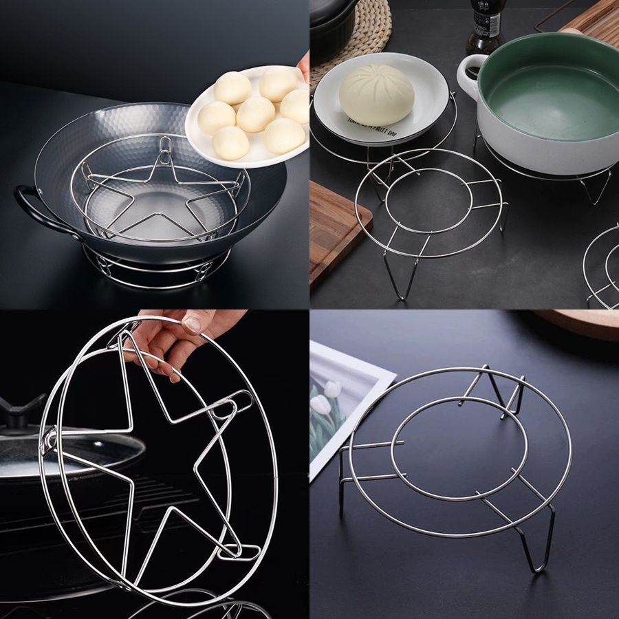 Kiềng lót nồi chống nóng chất liệu inox có thể dùng làm rế giá hấp thức ăn đa năng