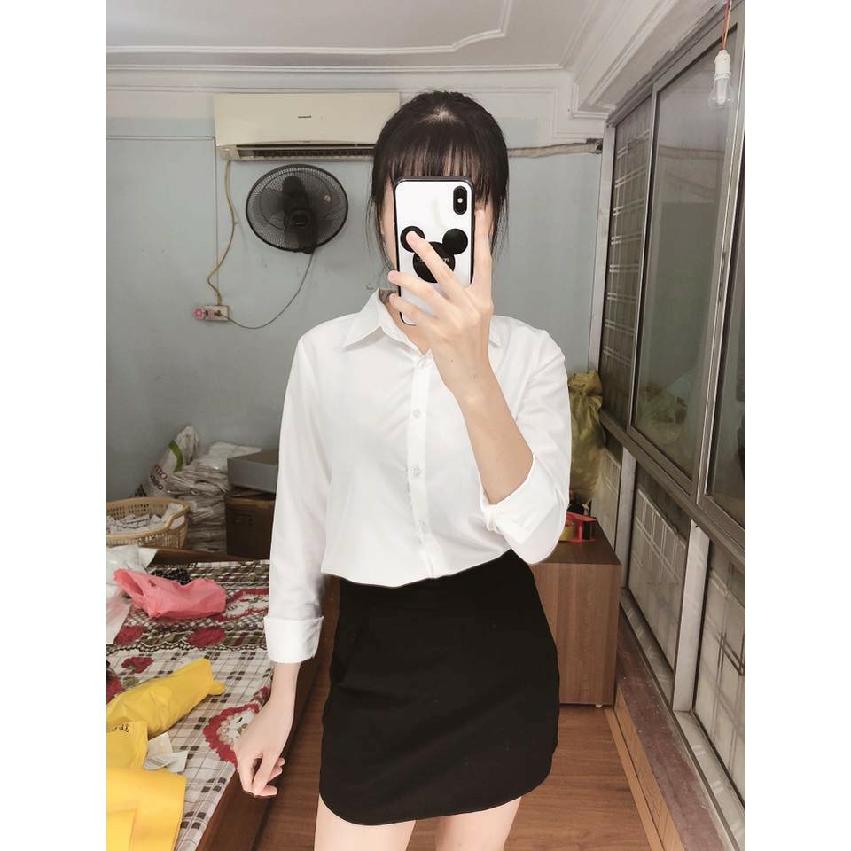 (Bỏ sỉ)Áo sơ mi trơn ko thể thiếu trong tủ quần áo, mặc đi làm đi chơi đi học điều đẹp bao chất, xinh xắn