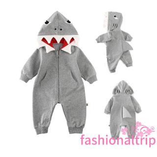 ☀POP✧Newbon Infant Baby Boy Girl Romper Bodysuit Jumpsuit Shark Outfits Costume 0-24M