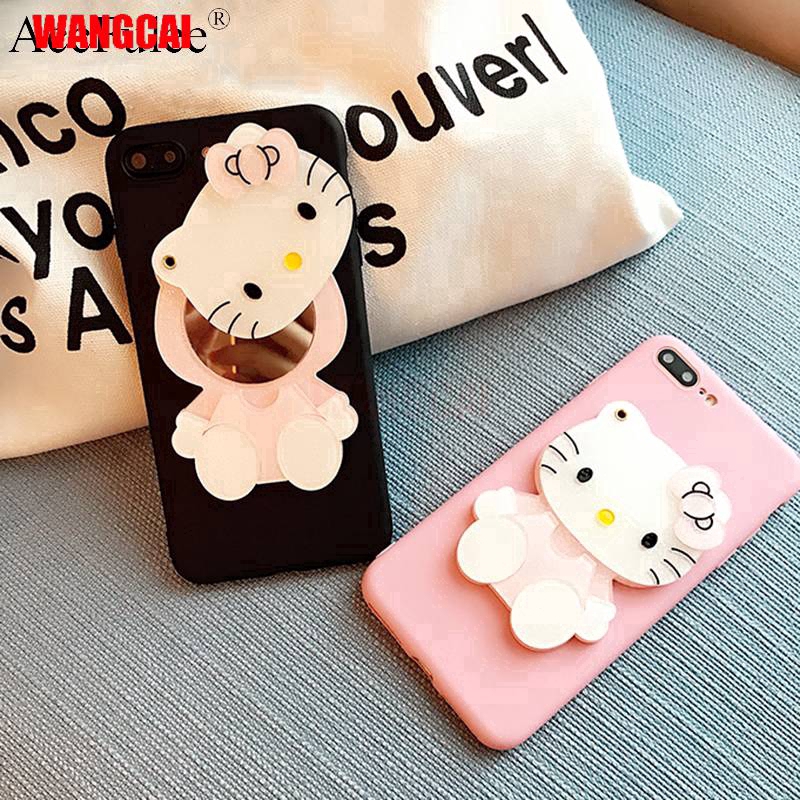Ốp điện thoại mềm hoạt hình có gương cho OPPO A9 2020 Reno2 Reno Z Realme 6i 5i 5s 5 3 Pro C2 X A1K K3
