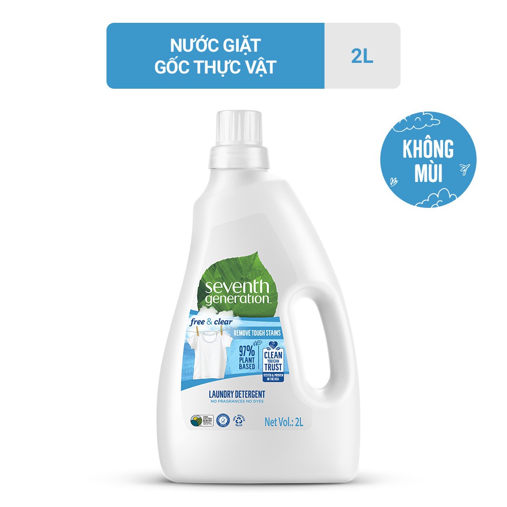 [Mã FMCGMALL - 8% đơn 250K] Nước giặt gốc thực vật Seventh Generation 2L (Chai)