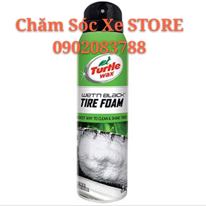 NHẬP KHẨU MỸ - Turtle Wax Tire Foam & Shine- Dung dịch dạng bọt tuyết xịt làm sạch và bóng vỏ, lốp xe Turtle Wax - 550ml