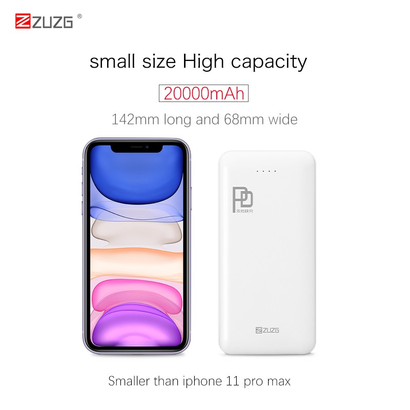 Pin dự phòng 20000mAh 18W J29PD Chính hãng ZUZGVN