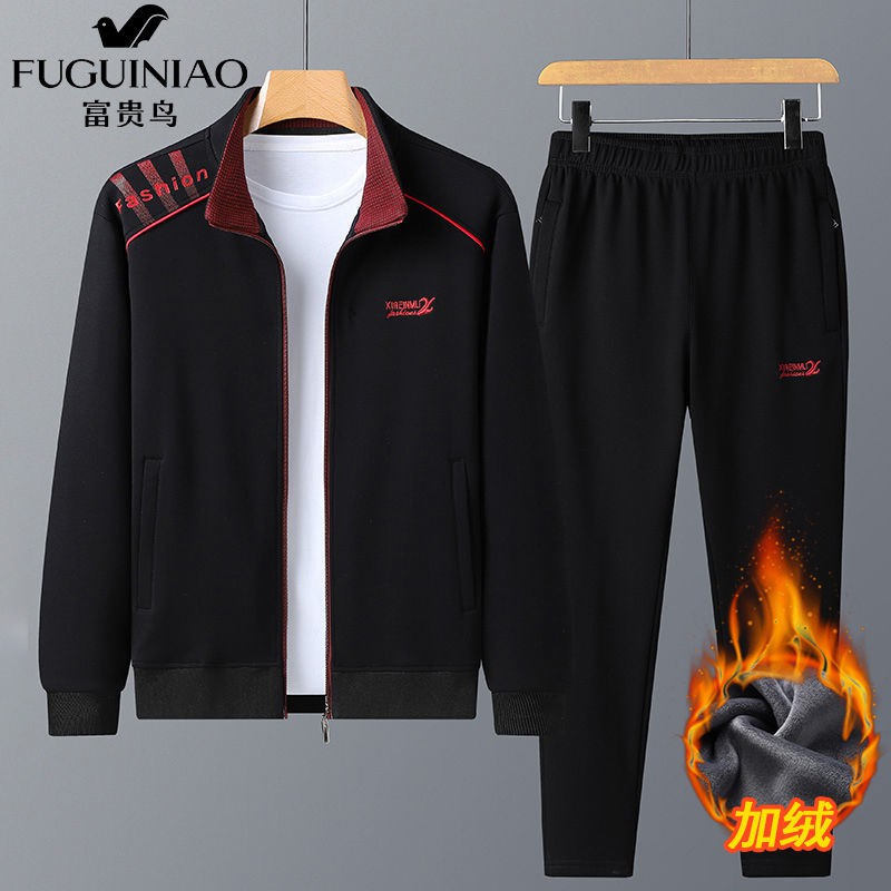 áo sơ mi dài tay❍Bộ đồ thể thao dành cho người trung niên và cao tuổi của Fuguiniao nam giới mùa xuân thu bố thư