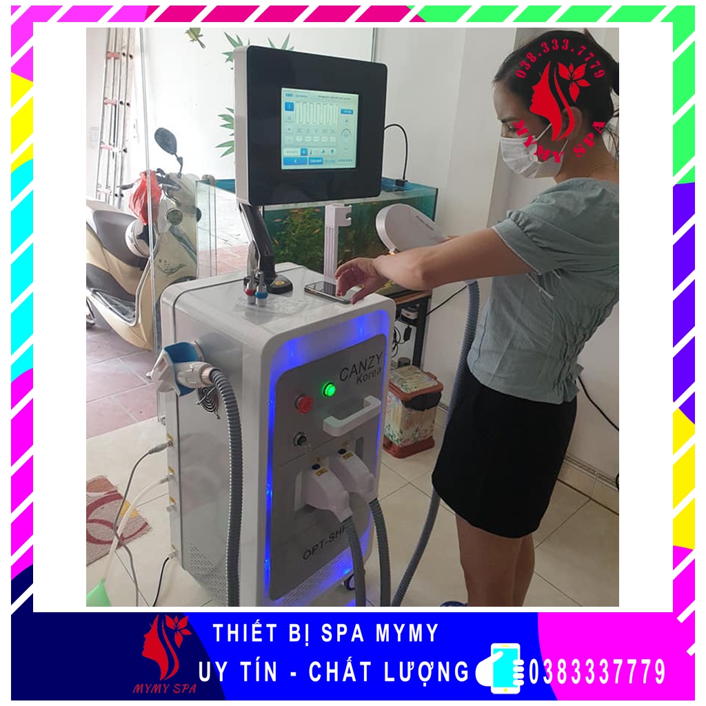 Máy triệt lông + Laser 2in1 tại spa Canzy Korea