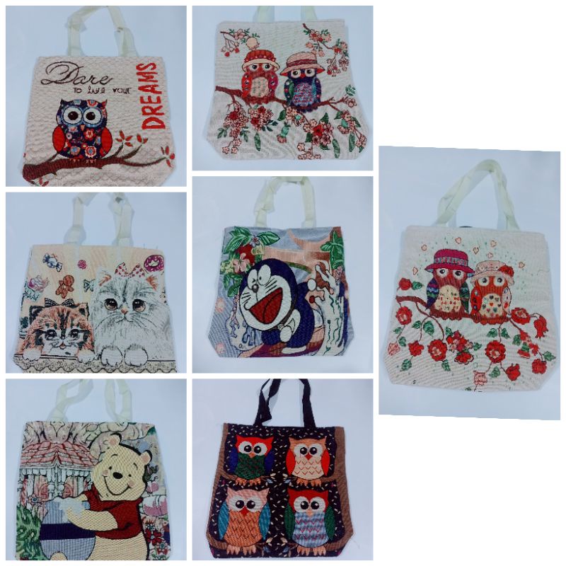 Túi tote thổ cẩm hoạ tiết chim cú vừa A4