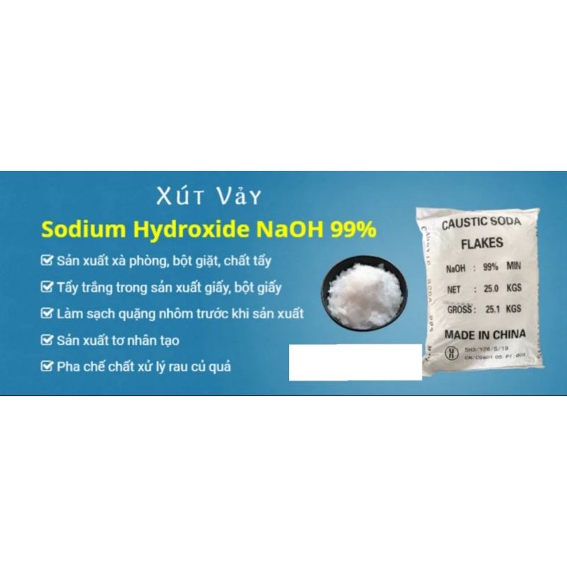 NaOH, xút, 1kg nguyên liệu làm xà phòng, chất tẩy, bột thông cống, tẩy dầu mỡ nhà bếp ,nhuộm màu kim loại