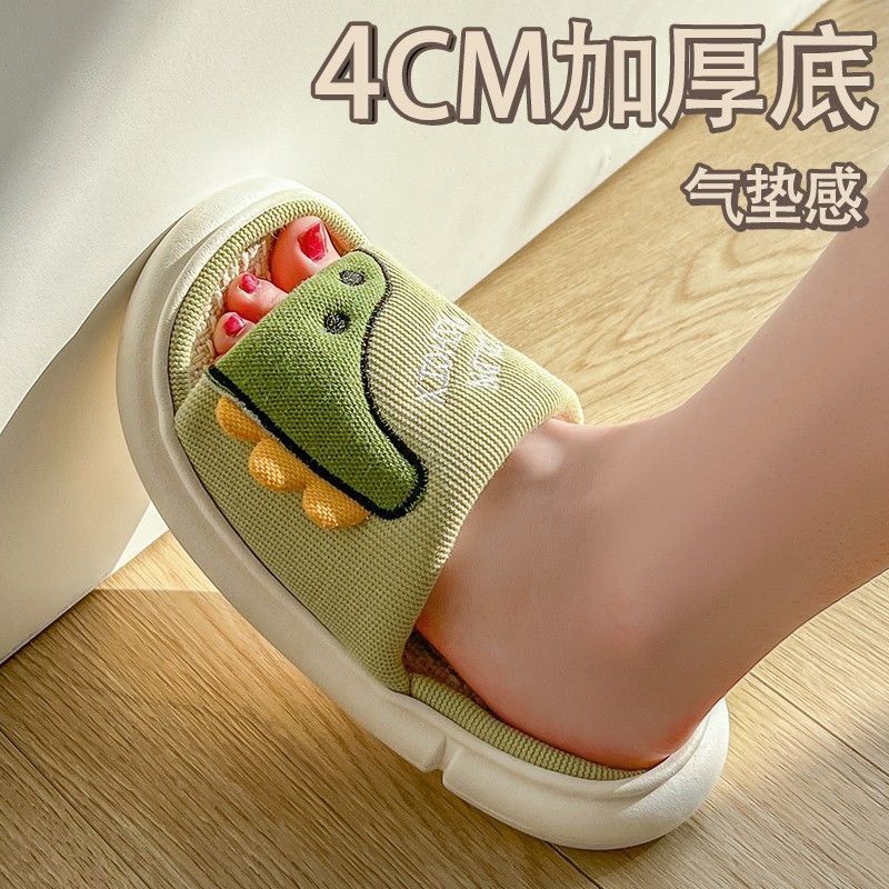 Dép Vải Lanh Hình Khủng Long Hoạt Hình Dễ Thương Cho Nữ