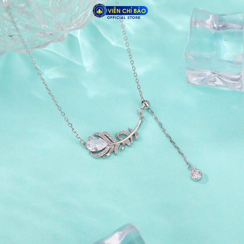 Dây chuyền bạc nữ họa tiết lá đính đá chất liệu bạc 925 thời trang phụ kiện trang sức nữ Viễn Chí D000167