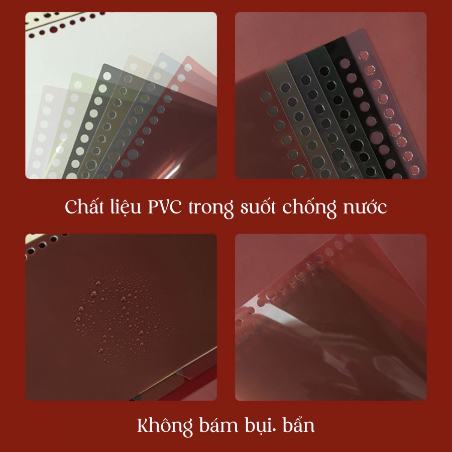 Set 6 tab nhựa màu retro phân trang A4 B5 A5 dùng cho sổ bìa còng 30 26 20 lỗ