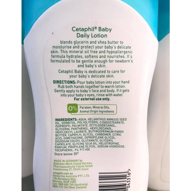 Sữa dưỡng ẩm dịu nhẹ Cetaphil Baby Lotion Organic cho bé sơ sinh hương hoa Cúc/tự nhiên chai 400ml