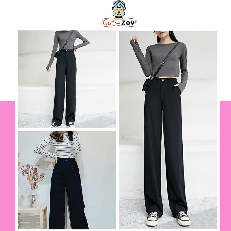 Quần ống rộng nữ cạp cao lưng thun vải tuyết mưa mềm mát - CUTEZOO