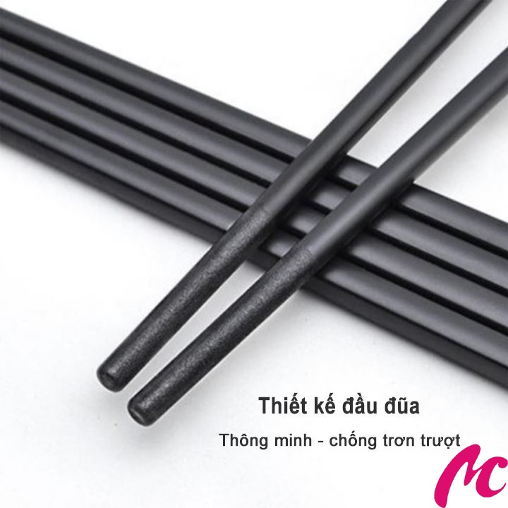 Hộp 10 đôi đũa ăn chống trơn trượt bọc hợp kim tinh tế sang trọng_CC888