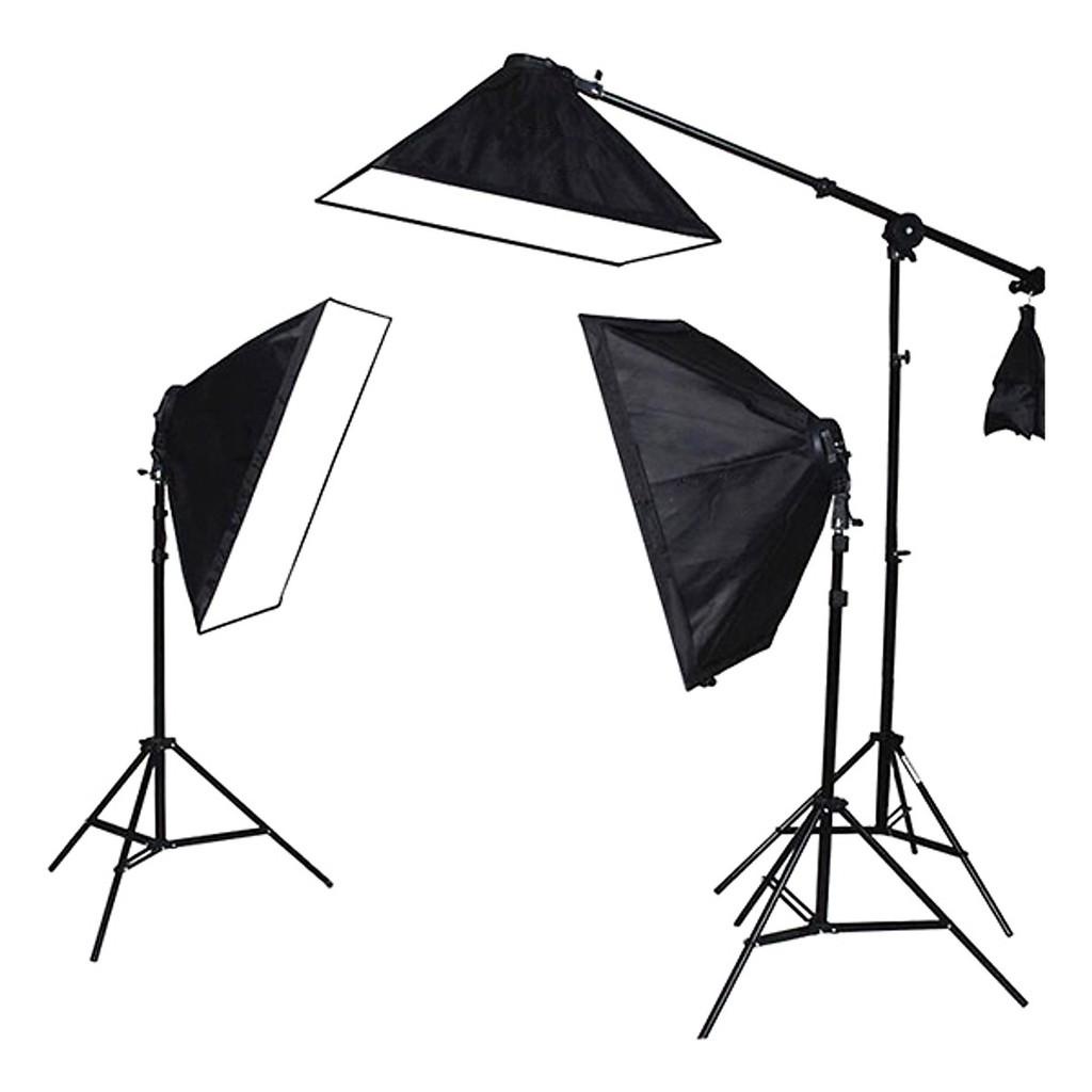 FULL BỘ 3 SOFTBOX CHÂN LINCO 8806 CÓ TAY TREO BÓNG BULB 80W Đèn Studio Chụp Sản Phẩm,Quay Phim,Livestream