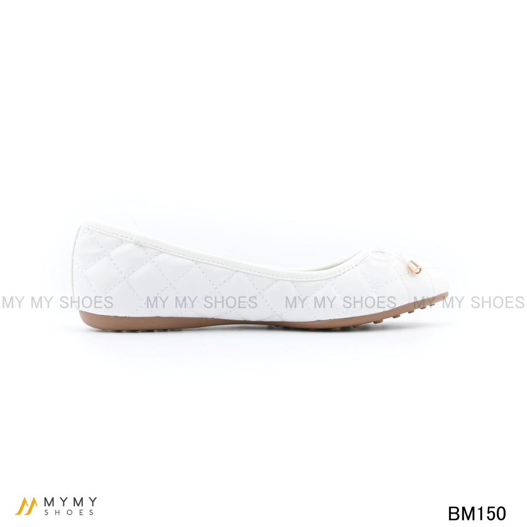 BM150 Giầy bệt da lì trần chỉ nơ chuông mymyshoes