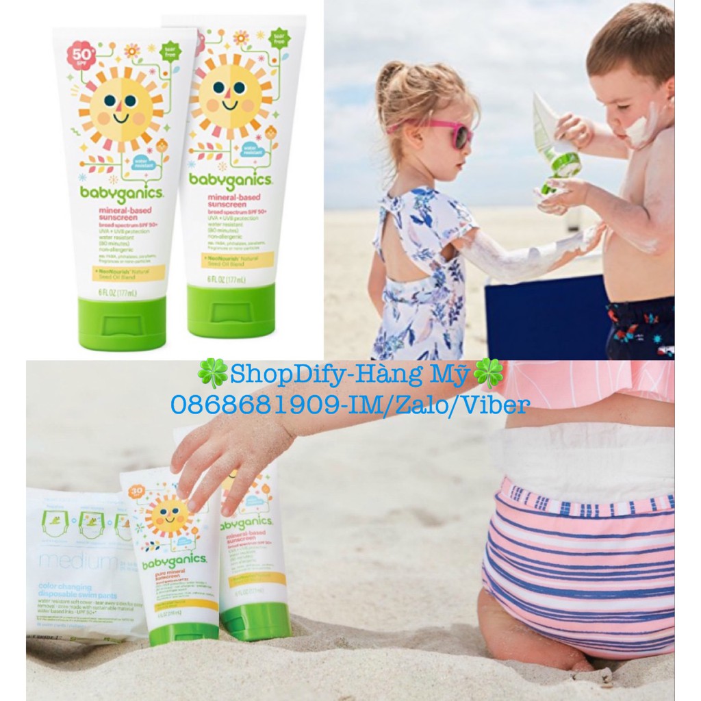 Kem Chống Nắng Cho Bé SPF50 BABYGANICS Mineral-Based Sunscreen SPF 50+, 59ml 177ml