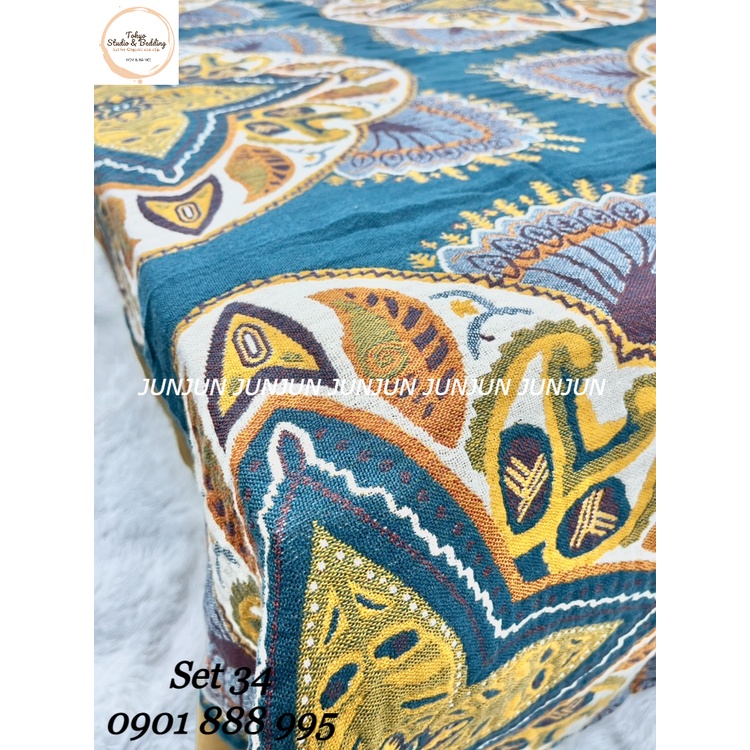 N6_SET Chăn Ga Gối vải Xô Organic cotton dòng cao cấp