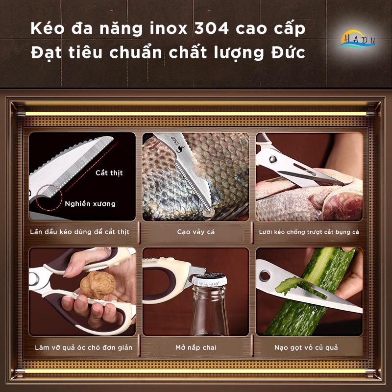 Kéo Cắt Gà Và Thực Phẩm Nhà Bếp Inox Đa Năng Cao Cấp Đạt Chất Lượng Đức SSGP