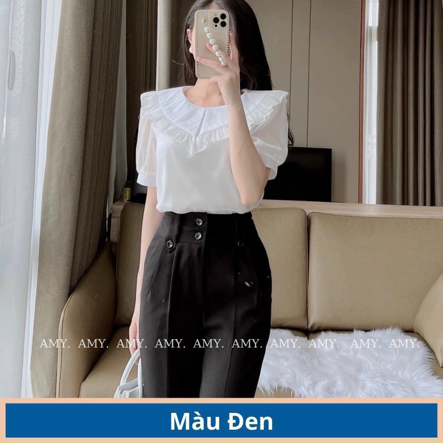 Quần tây baggy nữ lưng cao đi học cạp liền 2 cúc cạp cao tôn dáng -XMPĐ-mã 79