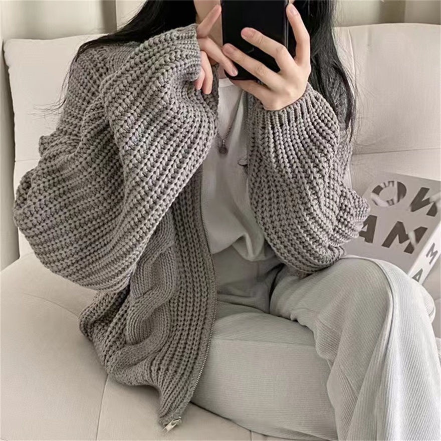 Áo Sweater Dệt Kim Tay Dài Dáng Rộng Kiểu Retro Thời Trang Mùa Thu Cho Nữ
