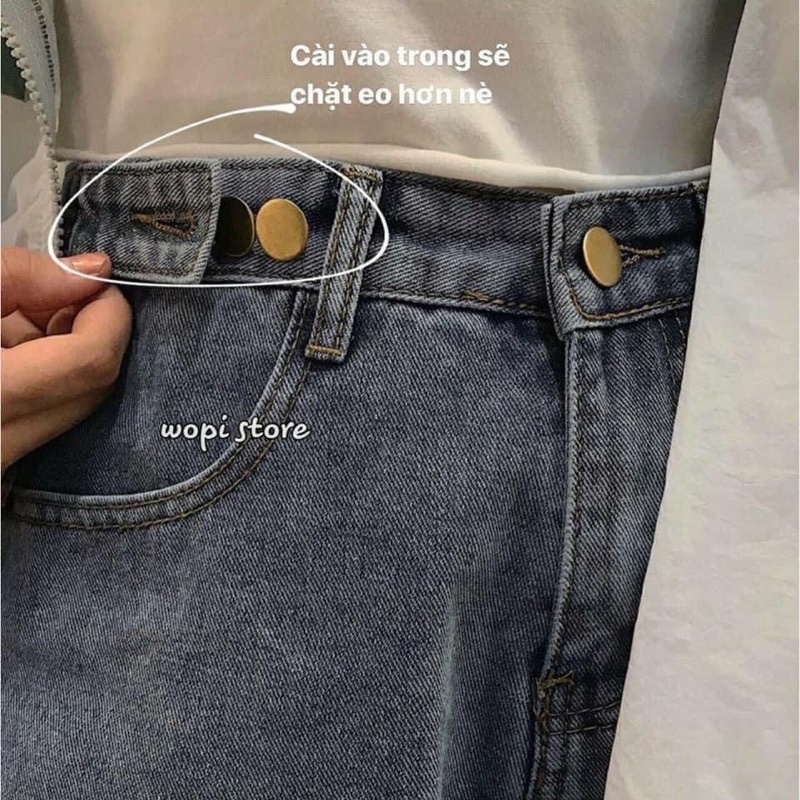 Quần Short Jeans Nữ Ống Rộng Ngố Bò Nút Hông có cúc eo, chất bò mềm mịn
