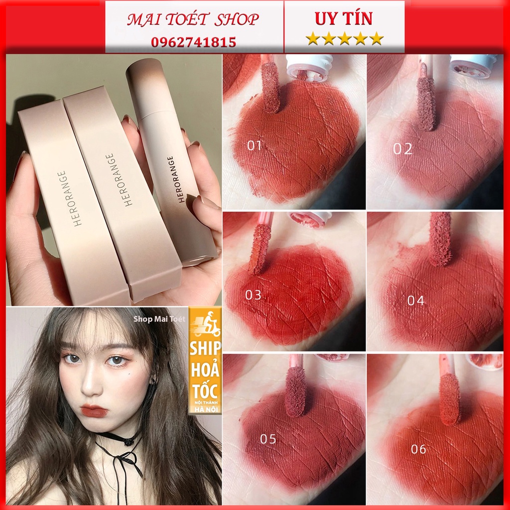 Son môi Herorange Vỏ Trắng sữa,dạng son kem lì lâu trôi mềm môi, son nội địa trung chính hãng