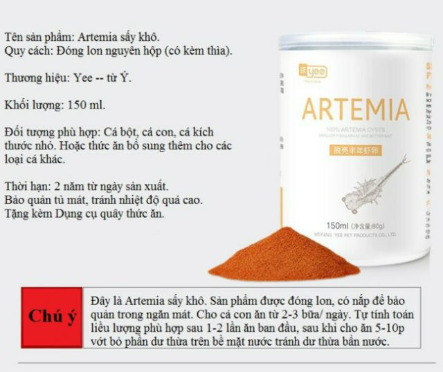 Thức Ăn Cho Cá Cảnh, Artemia Sấy Khô ( Hũ 80gr )