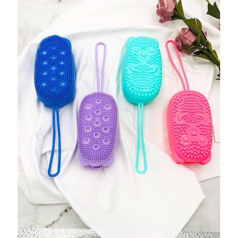 🧽 BÔNG TẮM SILICON TẠO BỌT MASSAGE HÌNH CHUỘT CUTE, BÔNG TẮM TẨY DA CHẾT 2 MẶT SILICONE (màu ngẫu nhiên) 🧽