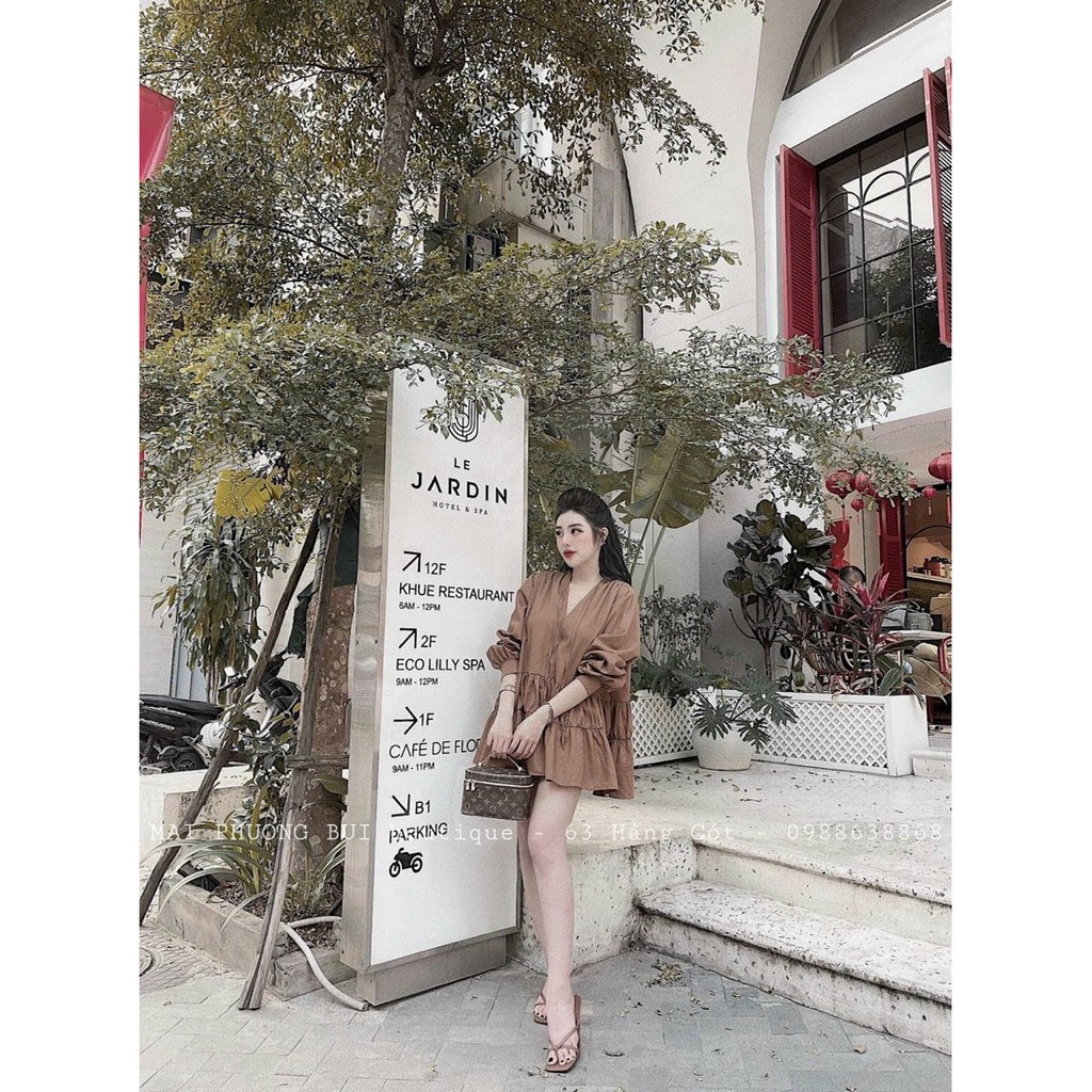 Set áo babydoll cổ V siêu hot CEN FASHION