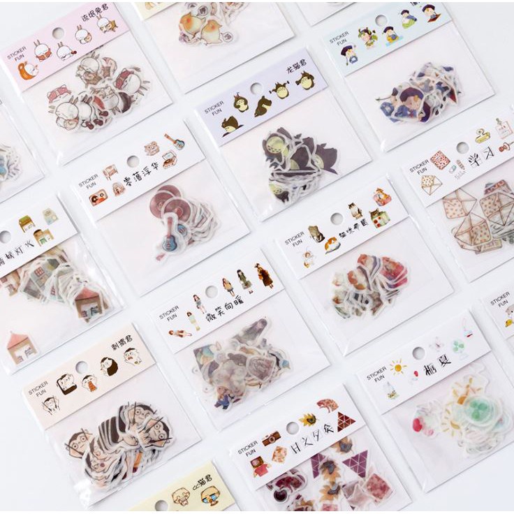 32 Miếng Sticker Dán Trang Trí Totoro- Mèo