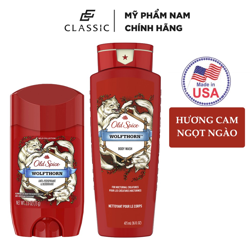 Combo Sữa Tắm và Lăn Khử Mùi Old Spice Wolfthorn