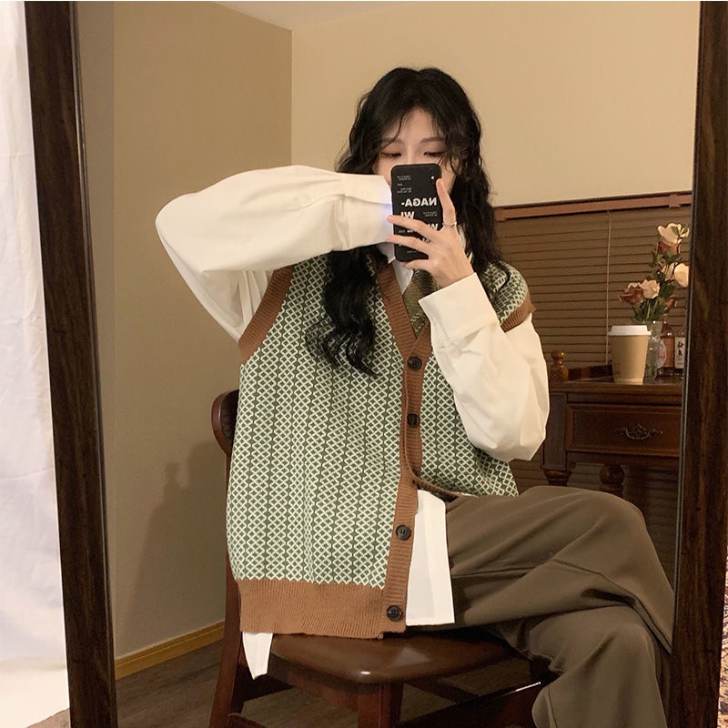 Áo khoác cardigan cổ chữ V không tay thiết kế hợp thời trang dành cho nữ