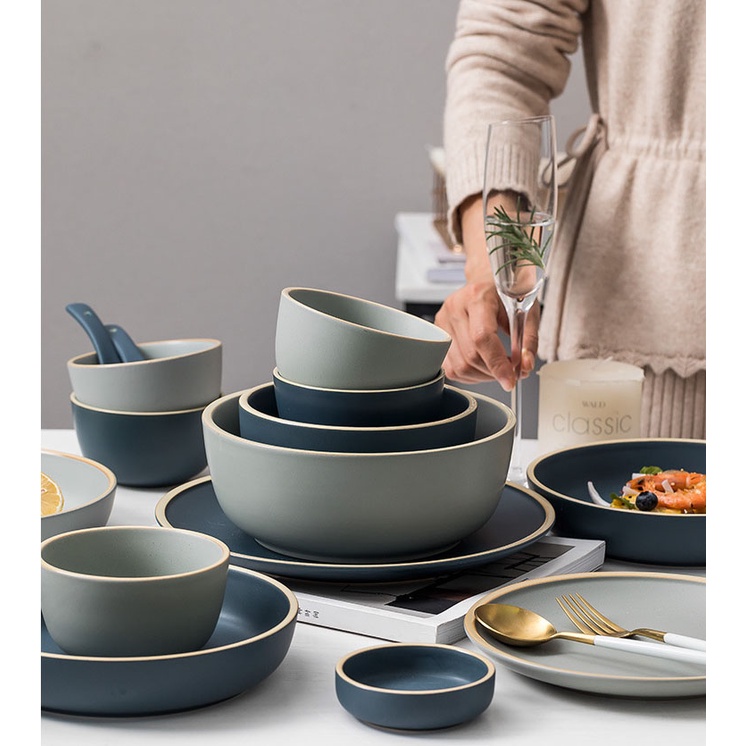 Bộ chén dĩa bát đĩa màu basic