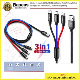 Cáp sạc 3 đầu Baseus Micro/Lightning/TypeC - Chính hãng