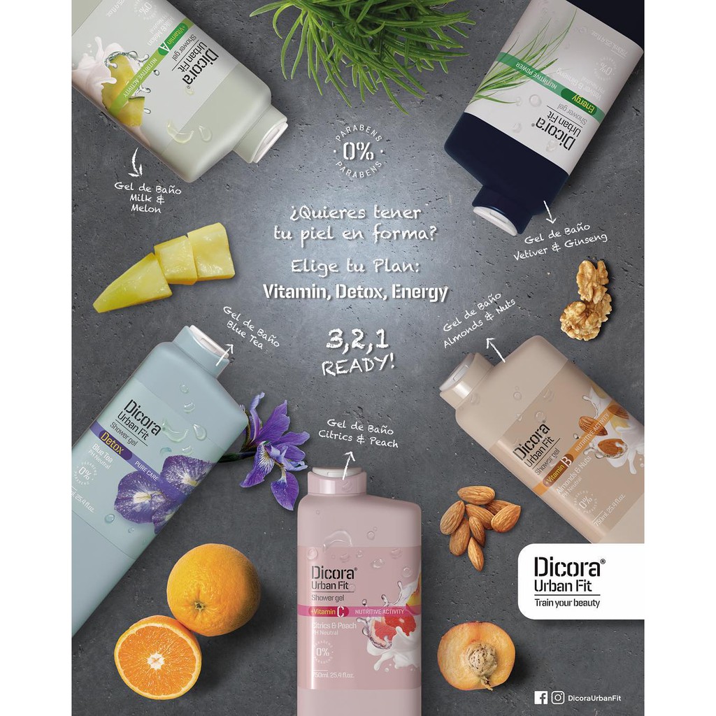 Sữa tắm dưỡng da Dicora Urban Fit almonds & nuts vitamin B hạnh nhân & các loại hạt giúp tăng cường độ ẩm 400ml | BigBuy360 - bigbuy360.vn