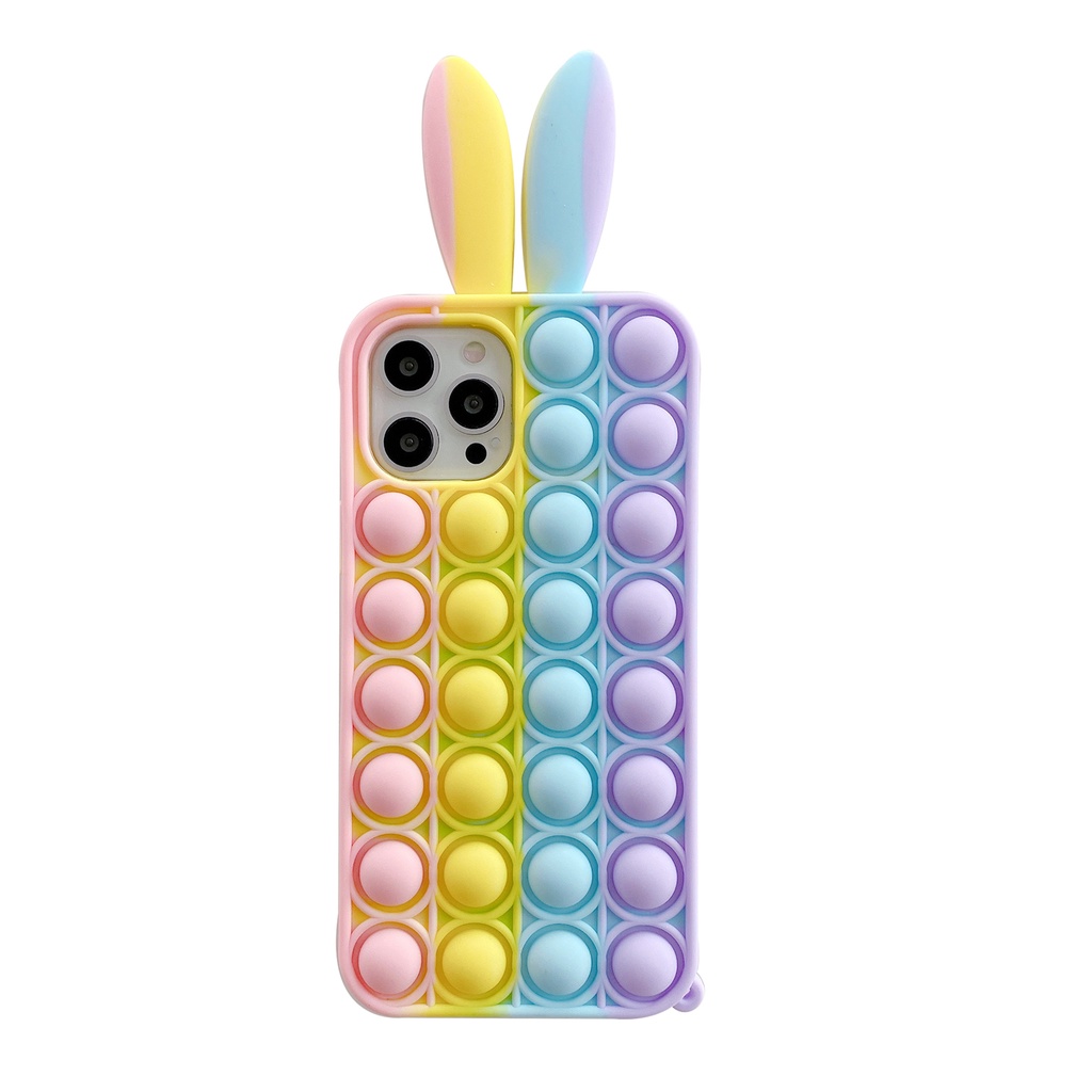 Ốp Điện Thoại Silicon Tpu Mềm Hình Tai Thỏ 3D Nhiều Màu Chống Sốc Cho iPhone 11 12 13 Pro Max mini XS Max X XS XR 7 8 Plus