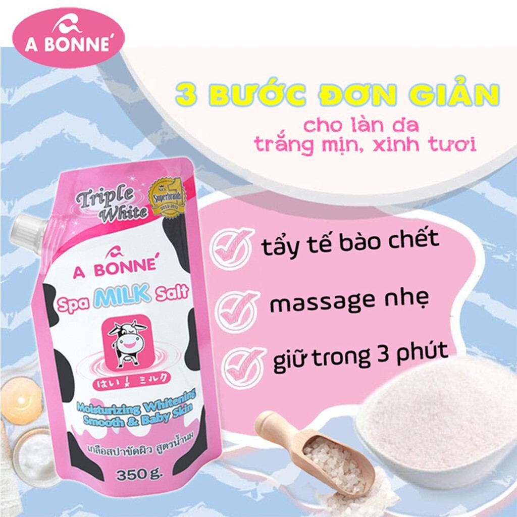 Muối tắm sữa bò tẩy tế bào chết dưỡng trắng A Bonne Spa Milk Salt Thái Lan 350gr