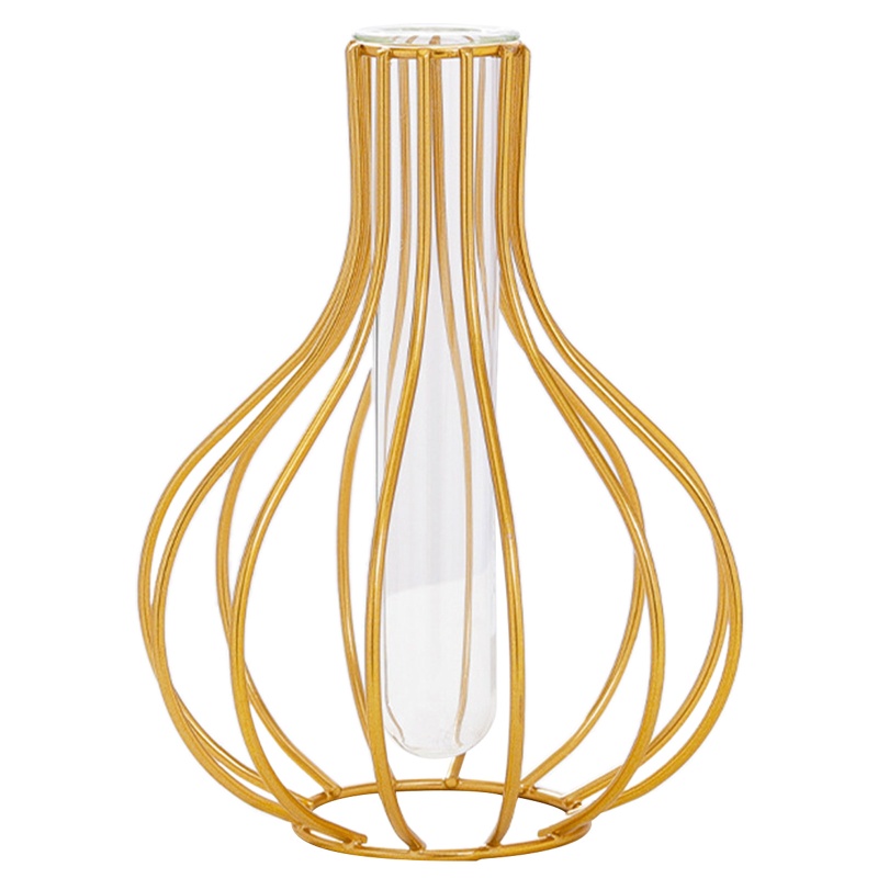 Chậu Trồng Cây Thủy Tinh Để Bàn Kèm Giá Đỡ Kim Loại Tiện Dụng