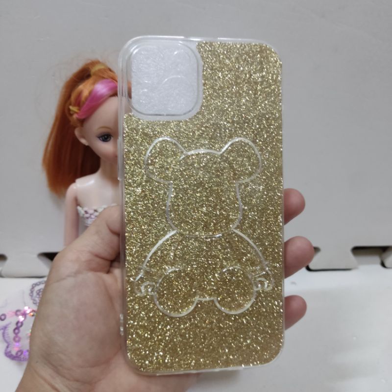 Ốp điện thoại TPU dẻo hoạ tiết gấu phối kim tuyến lấp lánh cho iPhone 13promax/13/12promax/ 11/11promax/Xsmax/X