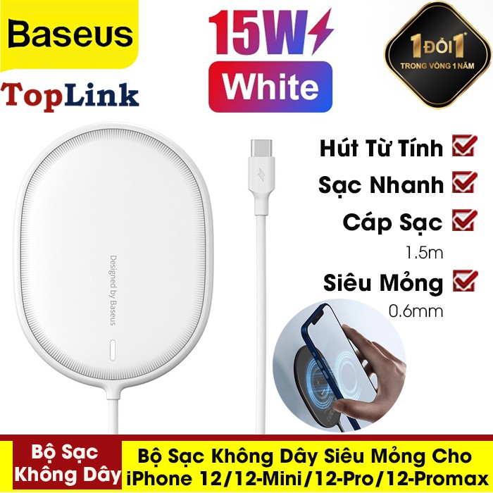 Bộ Sạc Không Dây Siêu Mỏng Magsafe Từ Tính Baseus 15W Cho Iphone 12/12-Mini/12-Pro/12-Promax - Phân Phối Tại TopLink