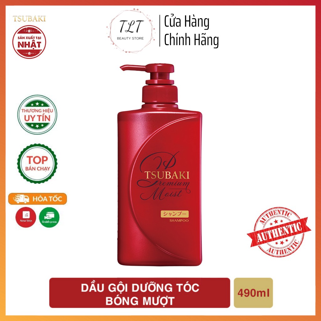 Dầu Gội Đầu Tsubaki Đỏ Nhật Bản Premium Moist Tsubaki Dưỡng tóc Suôn Mềm Bóng Mượt Chính Hãng 490ml/chai - STUBAKI