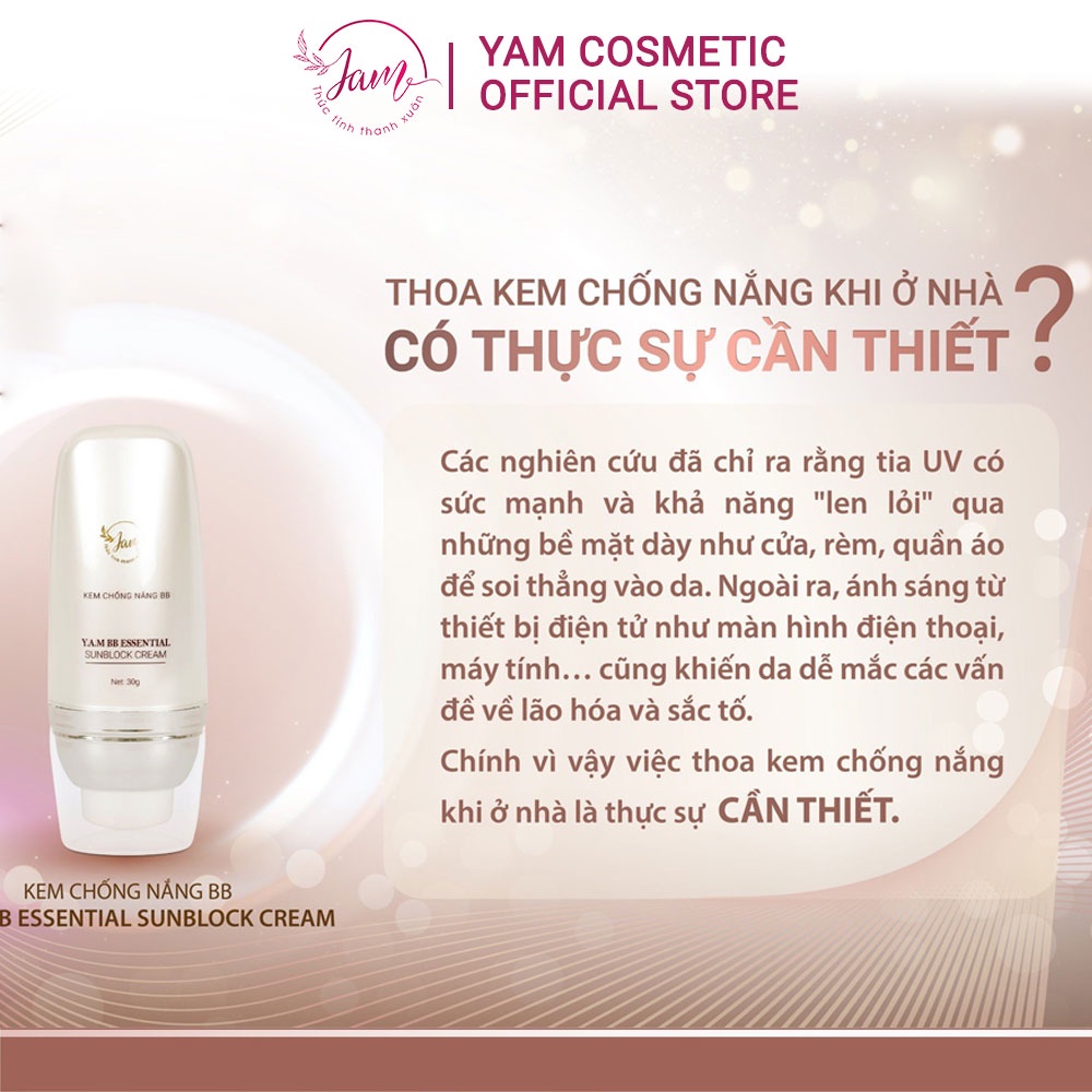 Kem Chống Nắng BB Vật Lý Yam Cosmetic Kiểm Soát Dầu Nhờn Nâng Tone Và Bảo Vệ Da Trước Tia UVB UVA SPF 50, PA++ 30g