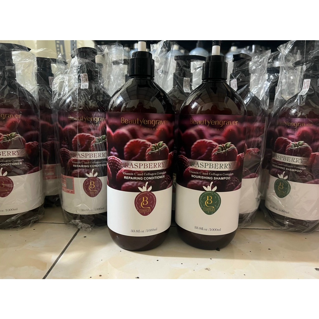 Bộ Dầu Gội Xả Phúc Bồn Tử RASPBERRY BEAUTY ENGRSVER Quả Mâm Xôi 1000mlx2- Hàng Chính Hãng Pink Cosmetic