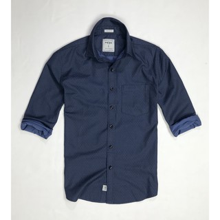 Áo sơ mi nam tay dài xanh đen chấm bi trắng nhạt Forest Flanel - Đẳng Cấp Người Chơi