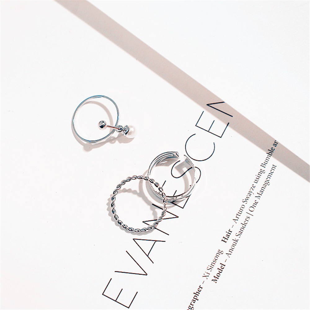 Set 3 Nhẫn Đeo Khớp Ngón Tay Đính Ngọc Trai Giả Thời Trang Cho Nữ