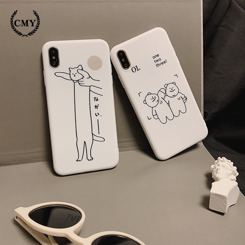 Ốp điện thoại in hình mèo dài / hai chú gấu dễ thương cho iPhone11/11Pro 11pro Max X XR XS XS MAX 78 plus SE | BigBuy360 - bigbuy360.vn
