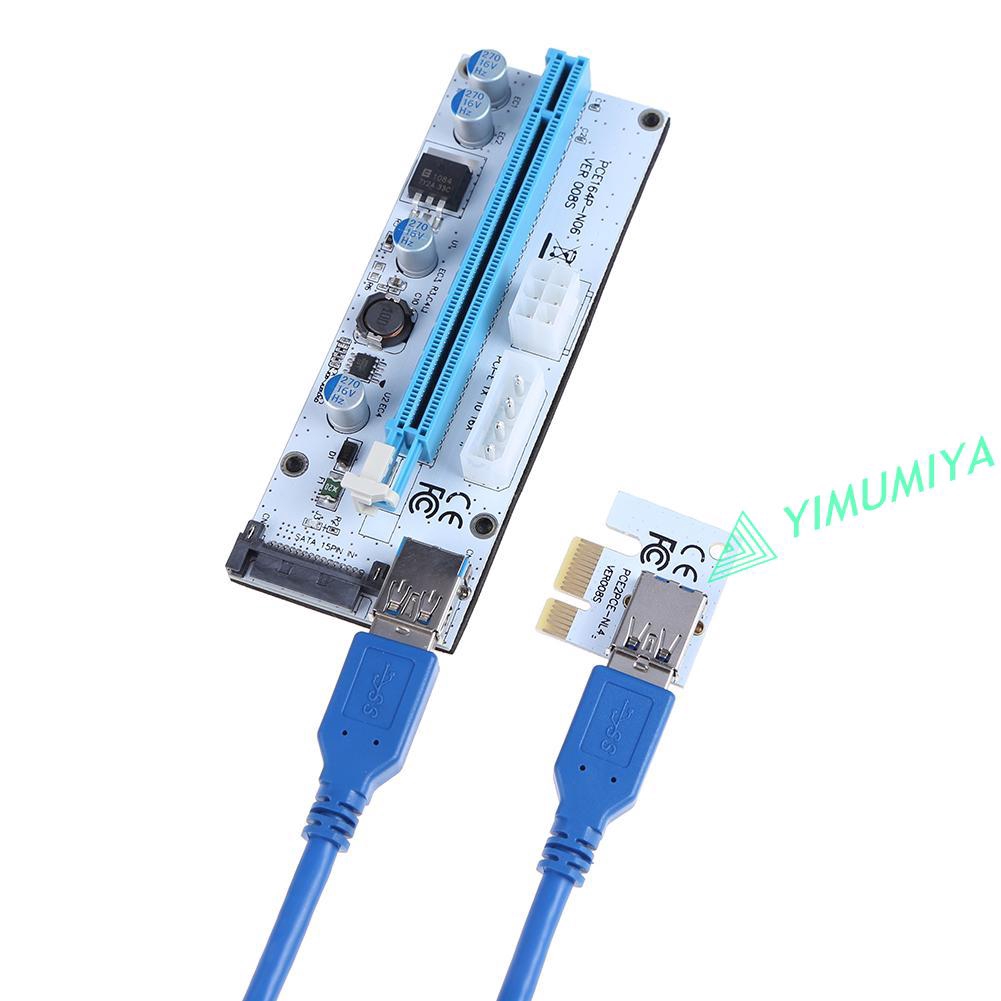 YI PCI-E 1x to 16x Adapter Video Extender Card Mining Cable with 3 Power Ports