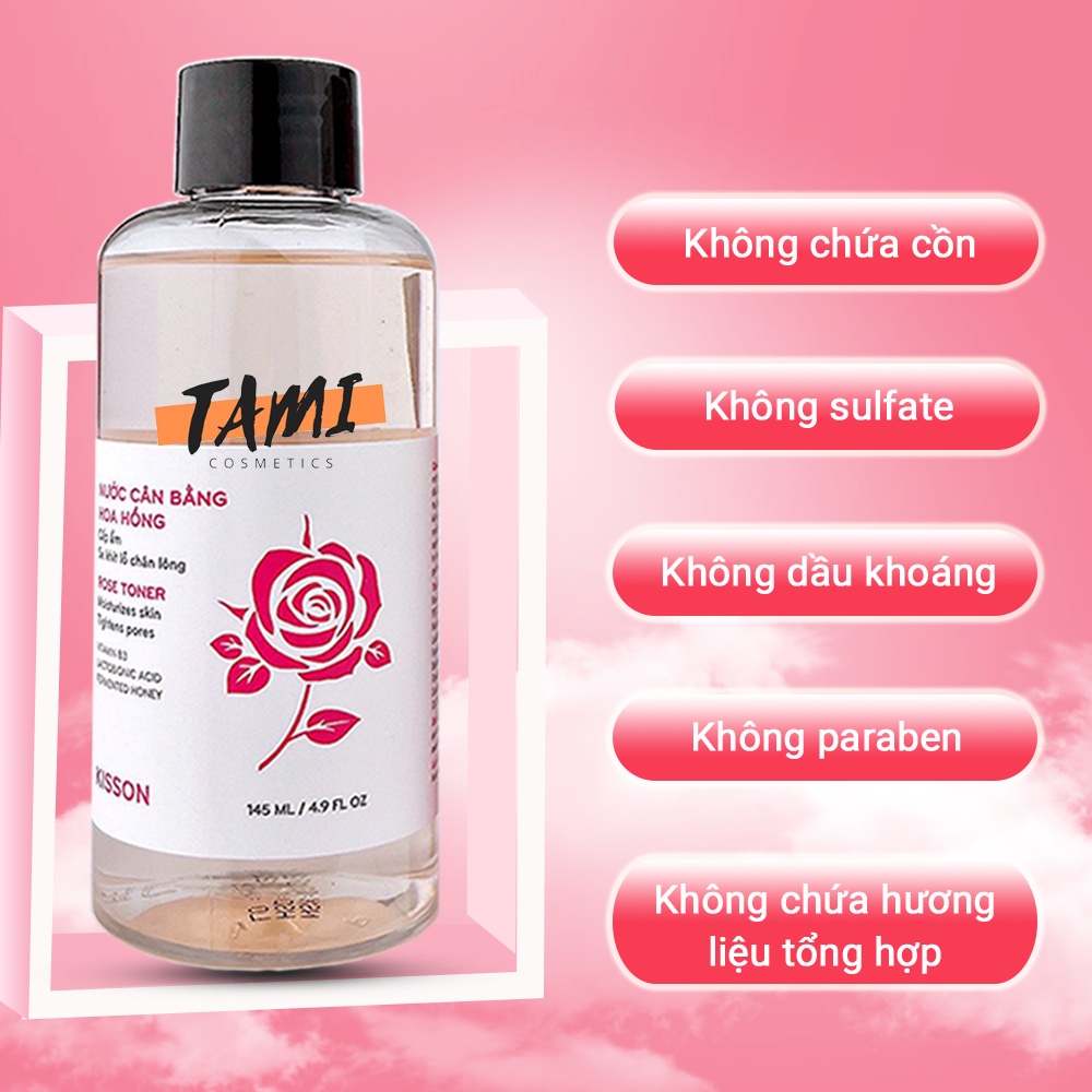 Nước cân bằng hoa hồng KISS ON dưỡng ẩm sâu, thu nhỏ lỗ chân lông, toner nước hoa hồng Kisson 145ml TM-KI-NCB01