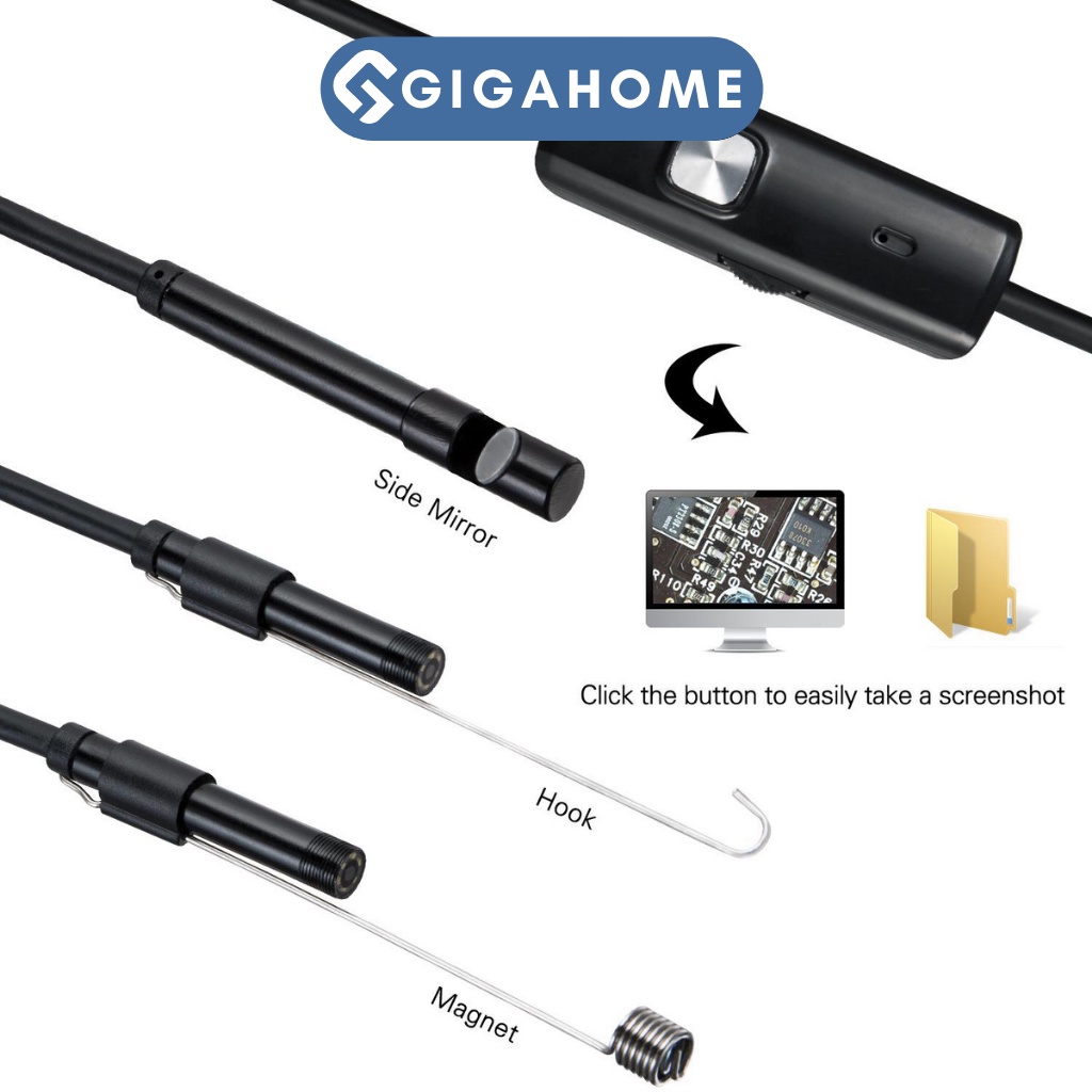 Camera Nội Soi Tường Chống Nước Siêu Nhỏ 5.5mm Dài 1m GIGAHOME Cho Máy Tính Và Androi 8826