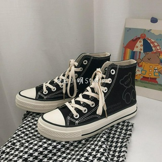 Giày Bata Canvas Cổ Cao Phong Cách Hàn Quốc Cho Nữ